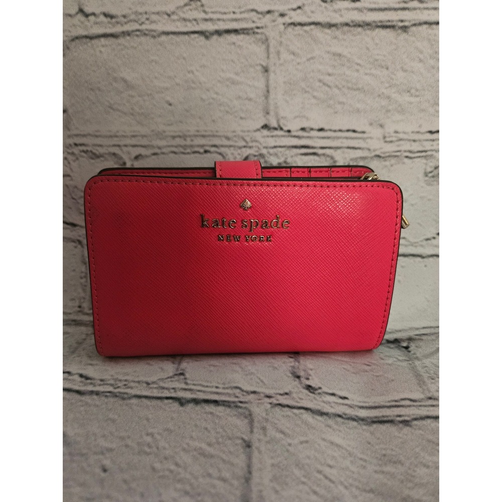 Kate Spade New York Hot Pink Saffiano Leather Medium Bifold Wallet